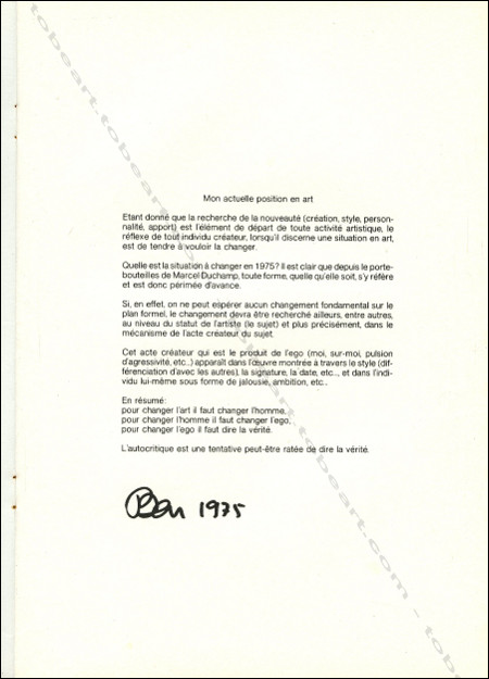 BEN (Vautier) - Bruxelles, Europalia France, 1975.