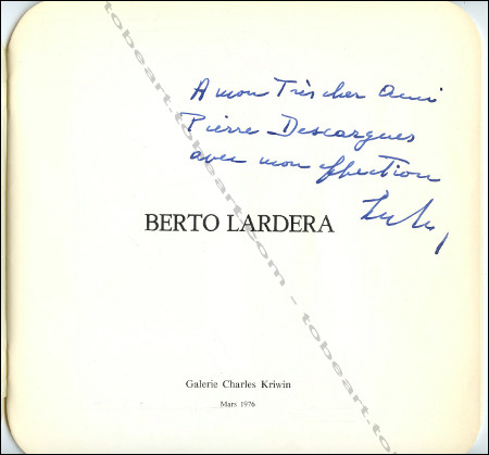 Berto LARDERA. Bruxelles, Galerie Charles Kriwin, 1976.