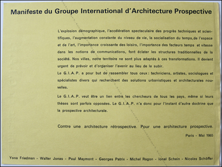 Manifeste du Groupe International d'Architecture Prospective (G.I.A.P.), 1955.