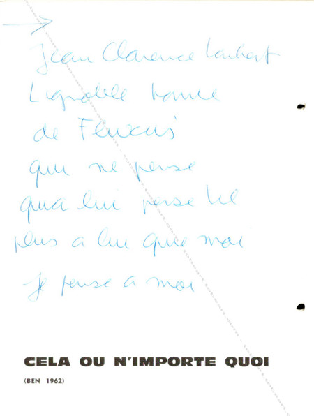 BEN (Vautier). TOUT POESIE. Nice, Ben, (1966).