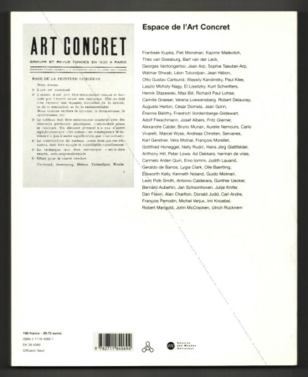 ART CONCRET. Nimes, Runion des Muses Nationaux / Espace de l'Art Concret, 2000.