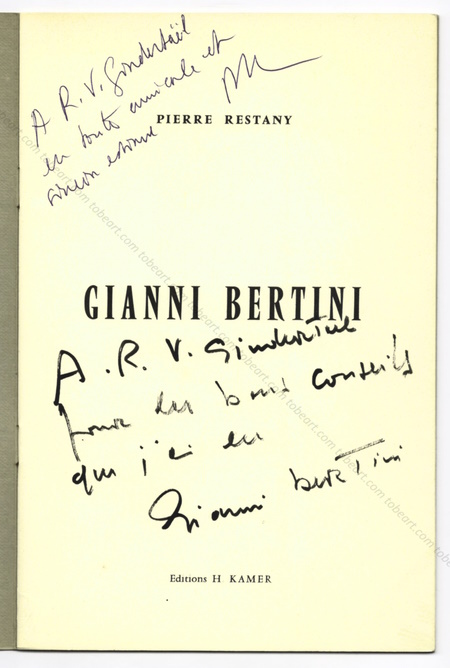 Gianni BERTINI. Paris, Editions H. Kamer, 1957.