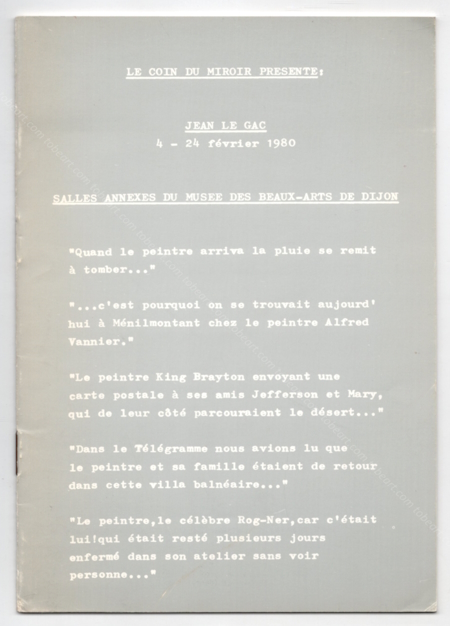 Jean LE GAC. Muse des beaux-Arts de Dijon, 1980.