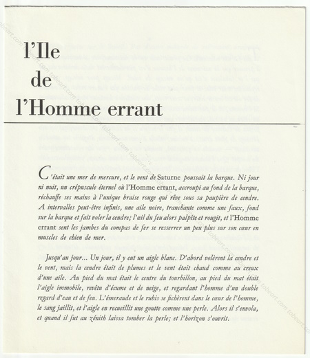 L'Ile de l'Homme errant. Paris, Galerie Klber, 1956.