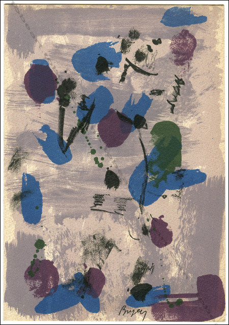 Carte de voeux de Camille Bryen. Paris, Galerie Raymonde Cazenave, 1961.