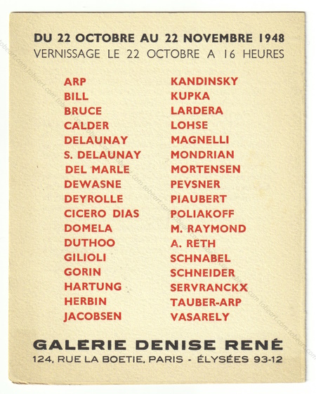 Tendances de l'Art Abstrait. Paris, Galerie Denise Ren, 1948