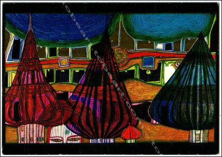 Carton d'invitation de l'exposition de Hundertwasser - Genve, Galerie Krugier & Cie / Galerie Georges Moos, 1967.