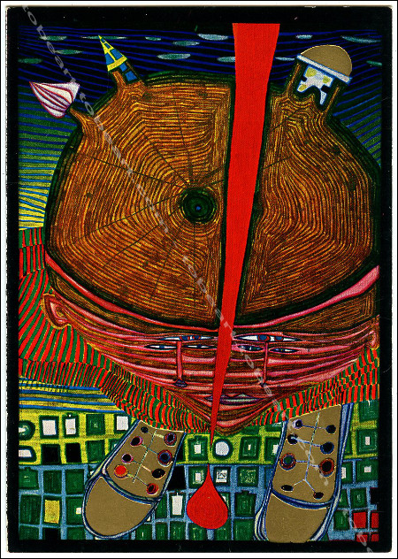 Carton d'invitation de l'exposition de Hundertwasser - Paris, Galerie Karl Flinker, 1967.