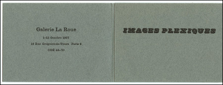 Carton d'invitation aux expositions Carl-Fredrik REUTERSVAERD - Images Plexiques. Paris, Galerie La Roue et London, ICA, 1957.