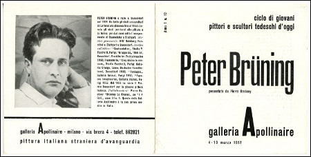 Peter BRNING. Milano, Galleria Apollinaire, 1957.