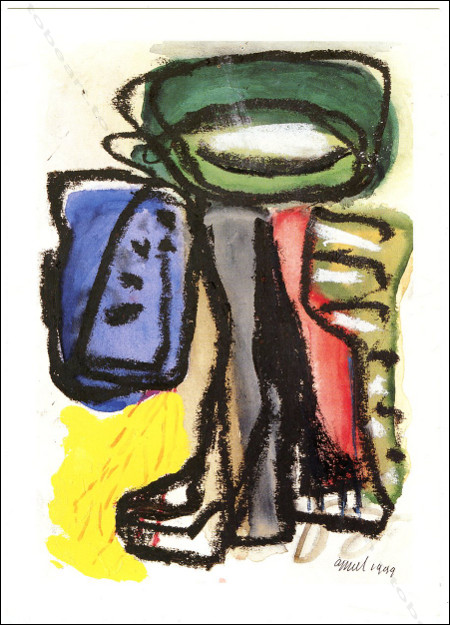 Carton d'invitation de l'exposition de Karel APPEL, Oeuvres sur papier 1999-2002,  Paris, Galerie Lelong, en 2003.