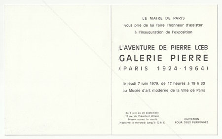 COLLECTIF, Joan MIRO - L'aventure de Pierre Loeb. Galerie Pierre (Paris 1924-1964). Paris, Muse d'Art Moderne, 1979.