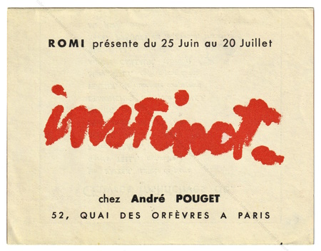 Instinct. Paris, Andr Pouget, 1956.