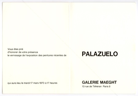 Pablo PALAZUELO. Paris, Galerie Maeght, 1970.