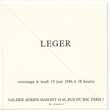 Fernand LGER. Paris, Galerie Maeght, 1986.