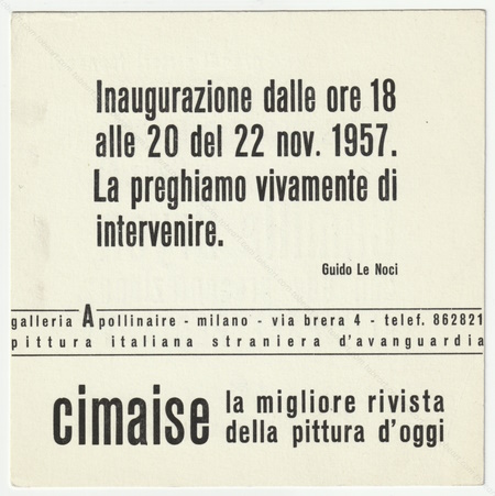 Camille BRYEN - Prima mostra personale. Milan, Galleria Apollinaire, 1957.