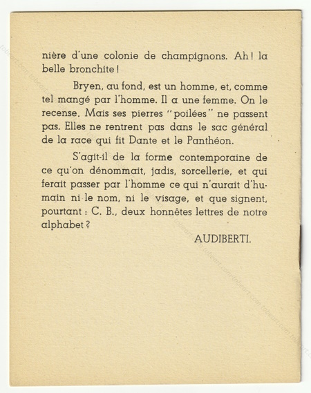 Camille BRYEN. Paris, Galerie des Deux-Iles, 1949.