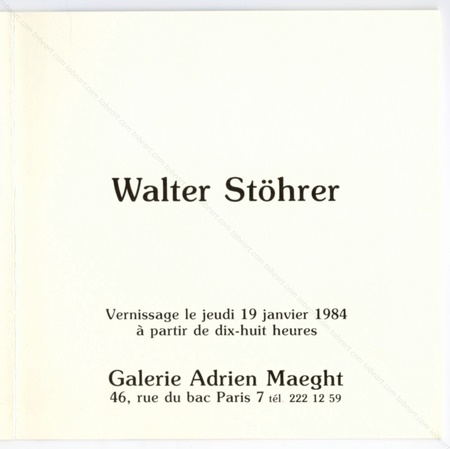 Walter STHRER. Paris, Galerie Maeght, 1984.