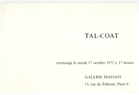 Pierre TAL-COAT. Paris, Galerie Maeght, 1972.