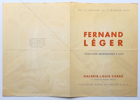 Fernand LGER - Peintures antrieures  1940. Paris, Galerie Louis Carr, 1945.
