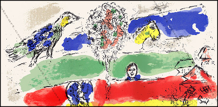 Lithographie de Marc Chagall. Paris, Maeght, 1975.