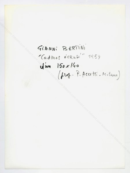 Gianni BERTINI - PHOTOGRAPHIES VINTAGE - « Cadmos écrasé » - 1959.