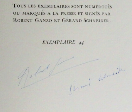 G&eacute;rard SCHNEIDER - Robert Ganzo. Langage. Paris, Lydia Conti, 1948.