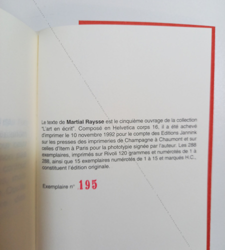 Martial RAYSSE. Qu'il est long le chemin. Paris, Editions Jannink, 1992.