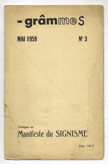 GrmmeS N3. Prologue au Manifeste du Signisme. Viry-Chatillon, Robert Estivals, 1959.