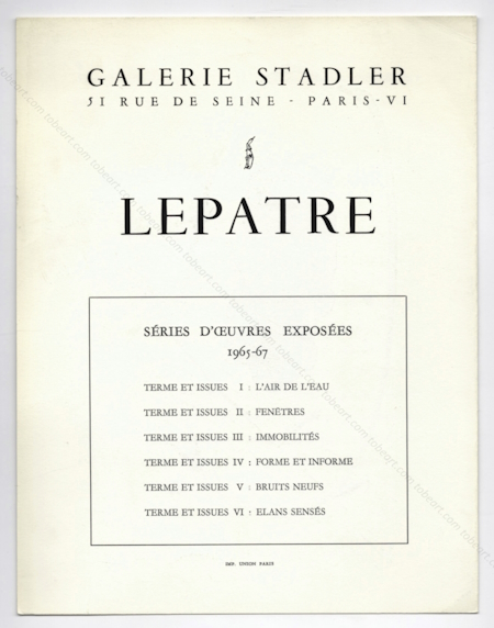 Peintures de Philippe LEPATRE. Paris, Galerie Stadler, 1968.