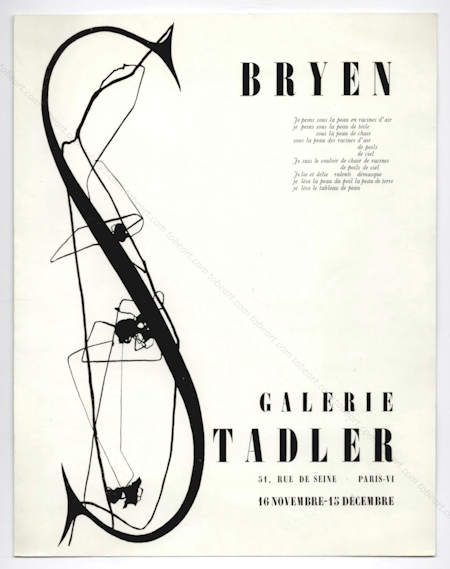 Camille BRYEN. Paris, Galerie Stadler, 1956.