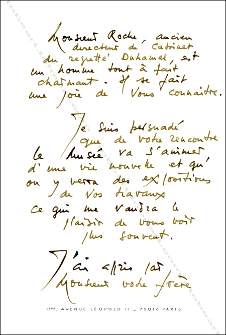 Lettre signe de Georges Mathieu.