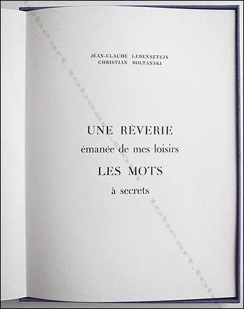 Les mots à secrets - Paris, Yvon Lambert Editeur, 1993.