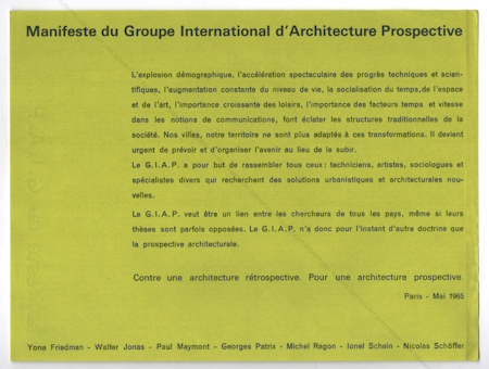 Manifeste du Groupe International d'Architecture Prospective (G.I.A.P.), 1955.