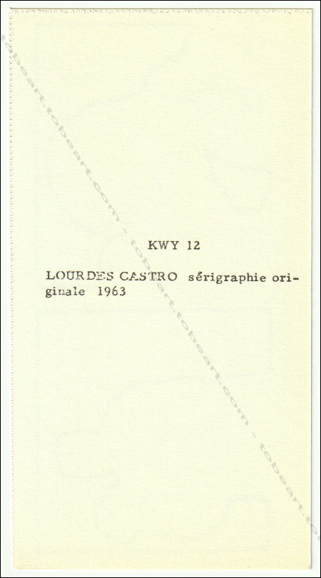 Lourdes CASTRO. Sans titre / untitled - (KWY n&deg;12). S&eacute;rigraphie originale / original silkscreen, 1963