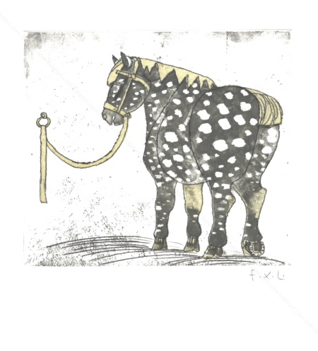 Gravure originale de Fran&ccedil;ois-Xavier Lalanne - Le cheval. 
