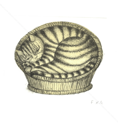 Gravure originale de Fran&ccedil;ois-Xavier Lalanne - Le chat. 
