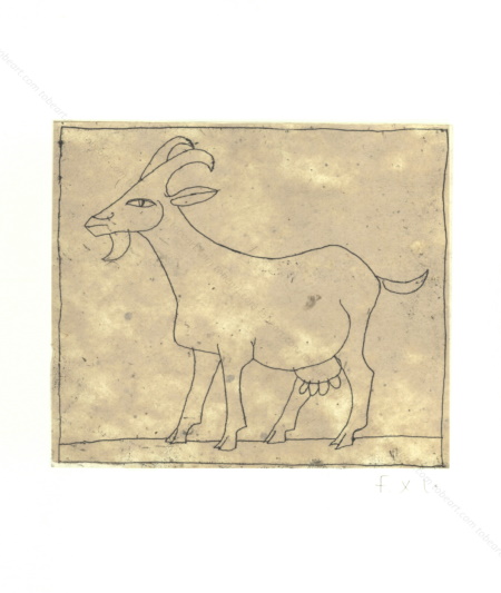 Gravure originale de Fran&ccedil;ois-Xavier Lalanne - La Ch&egrave;vre. 