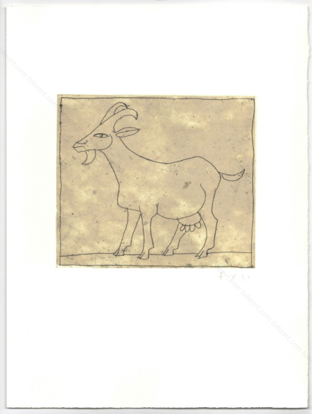 Gravure originale de Fran&ccedil;ois-Xavier Lalanne - La Ch&egrave;vre. 