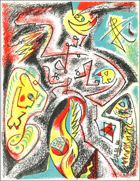 Andr&eacute; MASSON - Lithgraphie originale / Original lithograph, 1969.