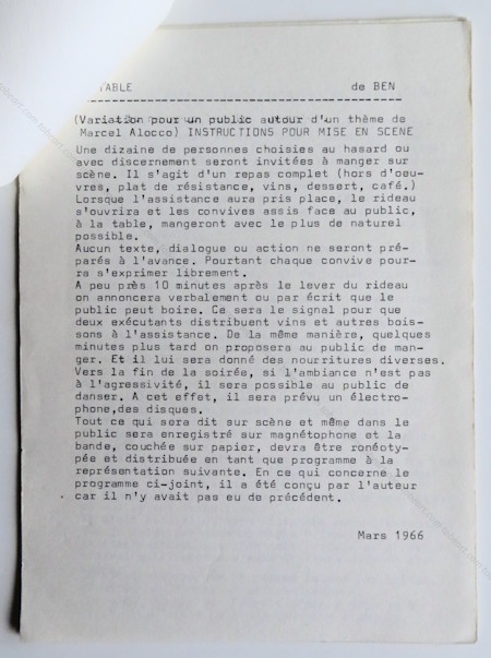 BEN (Vautier). LART CEST LES AUTRES. Nice, Ben, (1966).