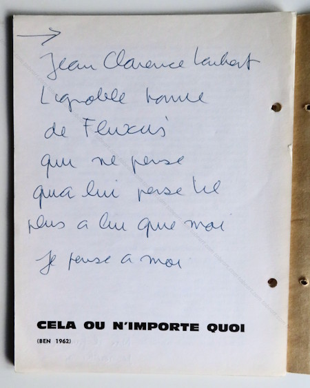 BEN (Vautier). POESIE. Nice, Ben, (1966).