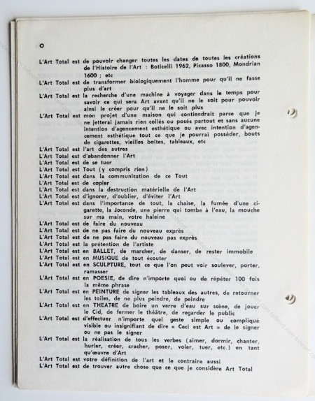 BEN (Vautier). TOUT n�9. ESTHETIQUE. Nice, Centre d'Art total (Ben), (1966).