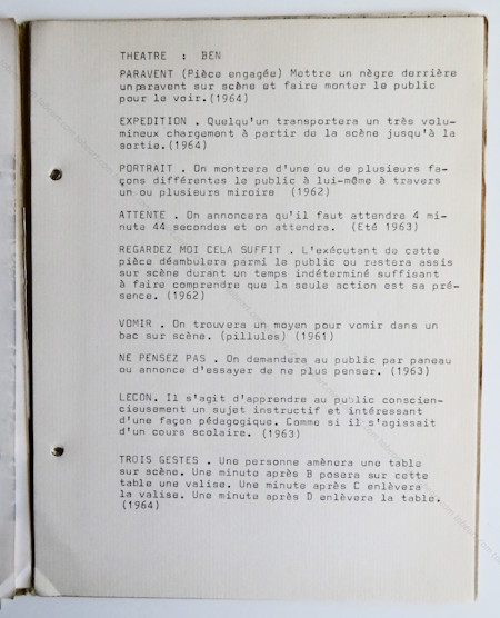 BEN (Vautier). TOUT n�7. Nice, Centre d'Art total (Ben), (1965).