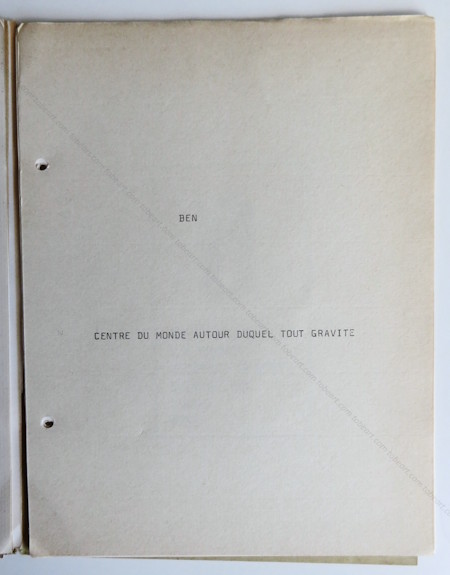 BEN (Vautier). TOUT n�7. Nice, Centre d'Art total (Ben), (1965).