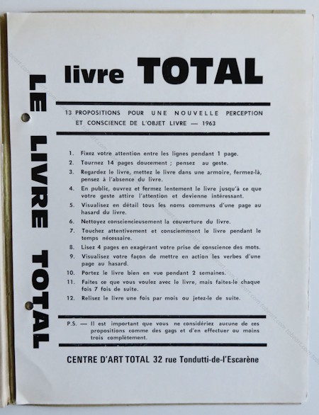 BEN (Vautier). TOUT n�7. Nice, Centre d'Art total (Ben), (1965).