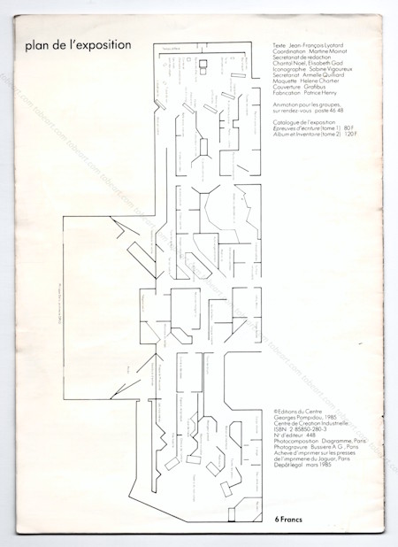 Les Immatériaux - 1) Epreuves d'écriture et 2) Album et Inventaire. Paris, Centre Georges Pompidou, 1985.