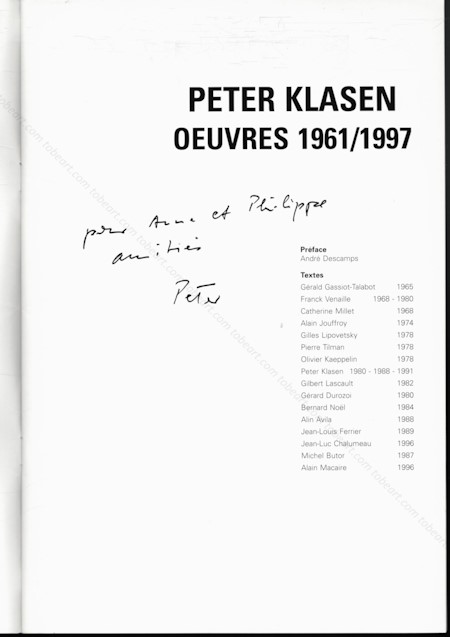 Dédicace de Peter KLASEN. Arras, Centre culturel Noroit, 1996.